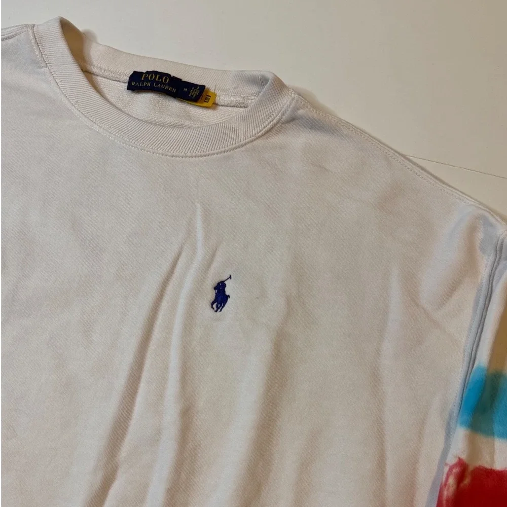 Polo Ralph Lauren Tie Dye Sleeve Sweatshirt Big Logo Women's Size Medium
